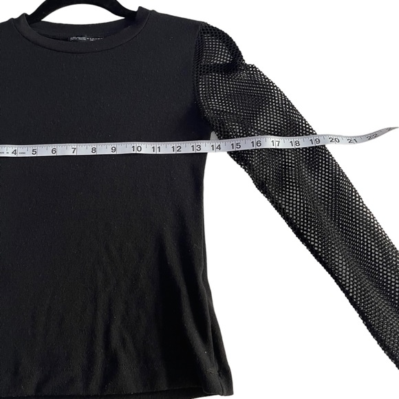 Zara Basic Collection Black Top Mesh Crew Neck Long Sleeve Size S - Picture 6 of 11